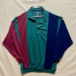 1990s Members Only 3XLT Long Sleeve Polo Striped Shirt Rugby Retro